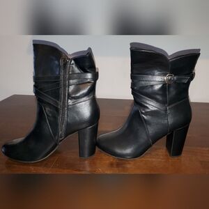 Black pleather booties